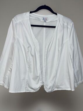 Denim & Co. Women’s 1X White Cotton Open Blazer Jacket Vintage